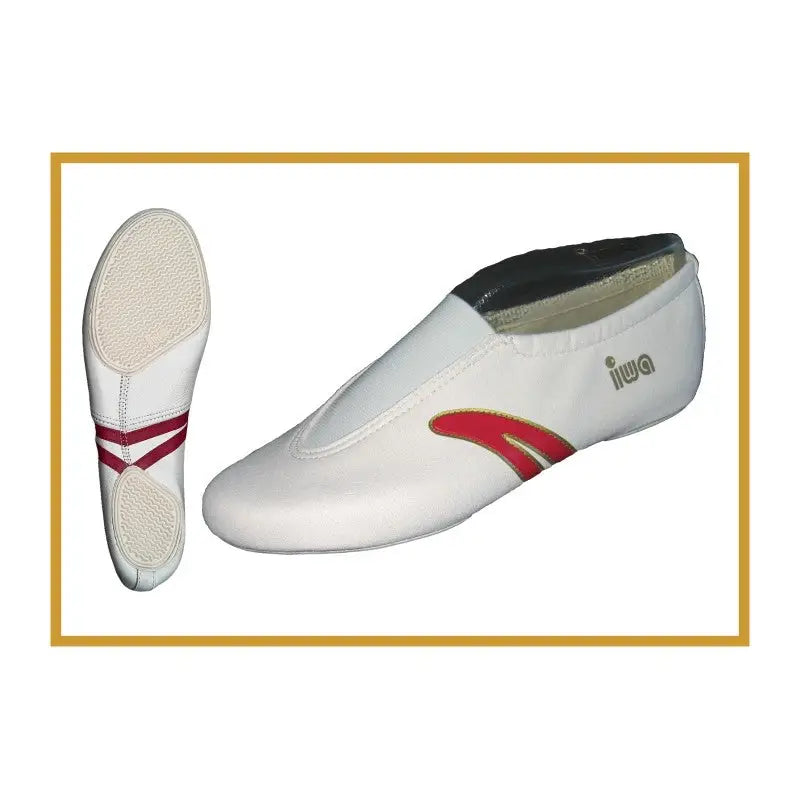 IWA 502 Kunstturnschuhe, weiß-rot Design